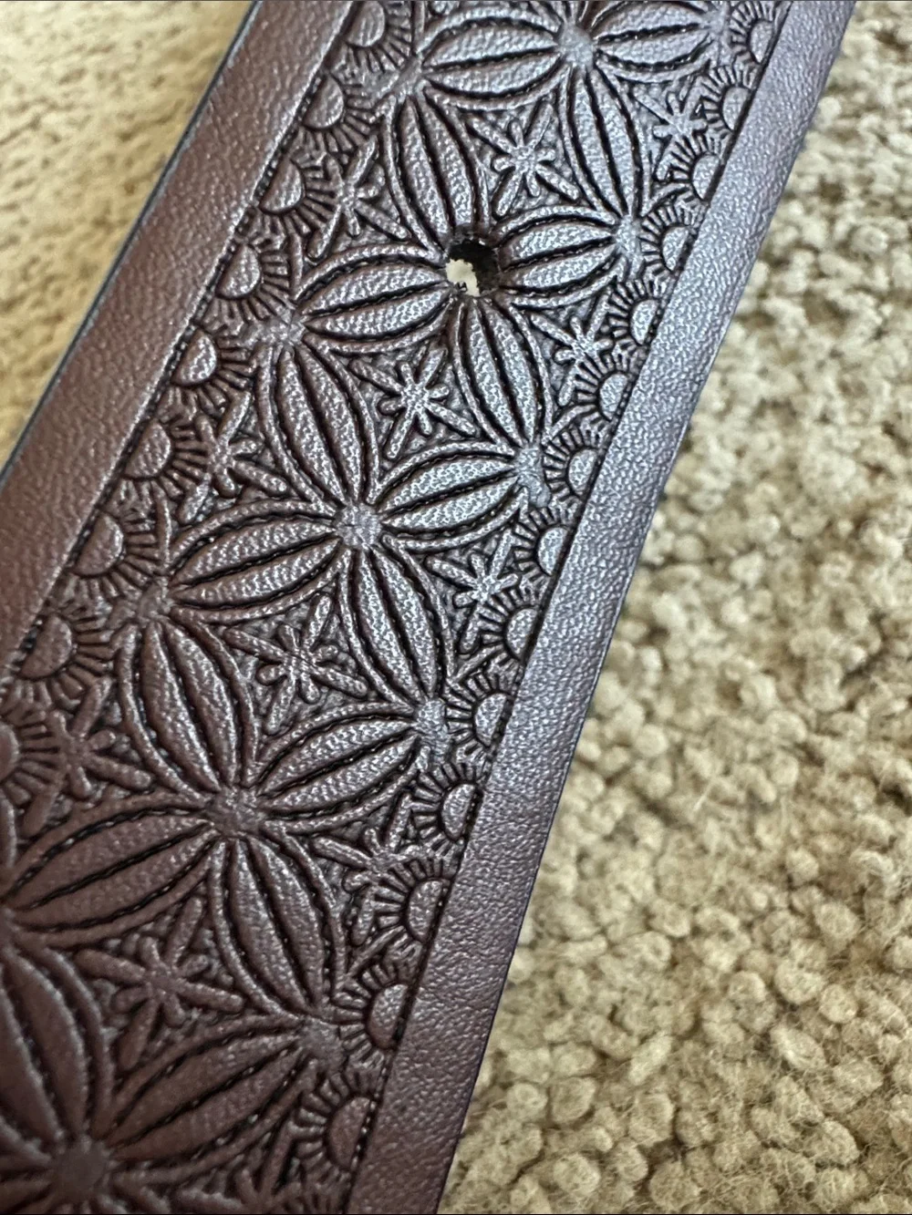 Western Longhorn Leather Belt with Antique Silver-Tone Buckle